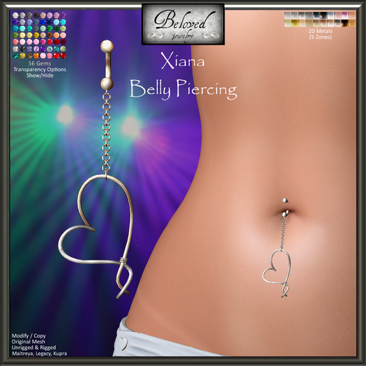 Second Life Marketplace Beloved Jewelry Xiana Belly Piercing